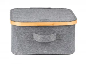 Úložný box G21 30 x 30 x 15 cm, bambusový s víkem, šedý