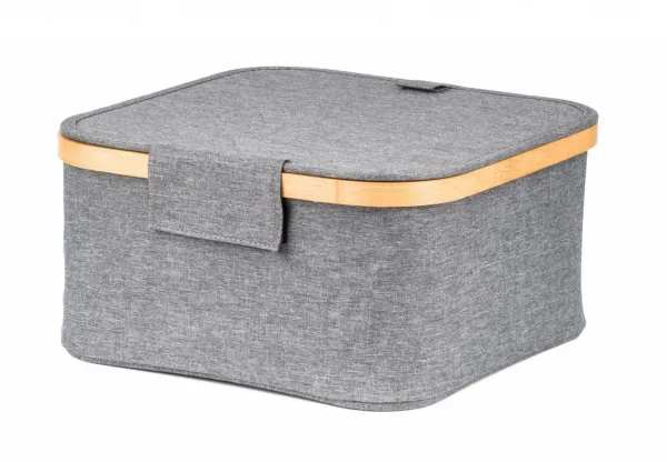 Úložný box G21 30 x 30 x 15 cm, bambusový s víkem, šedý