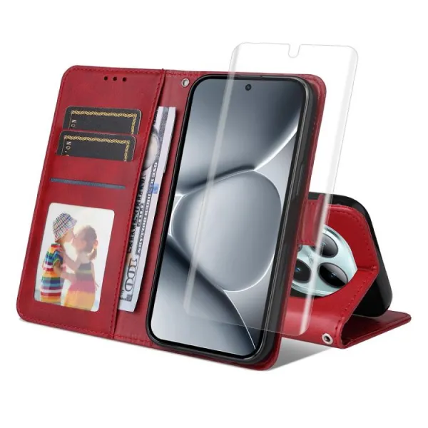 ENKAY PREMIUM SET Peňaženkové puzdro a hydrogélová fólia Xiaomi Redmi Note 15 / Redmi Note 15 5G / POCO M8 5G červené