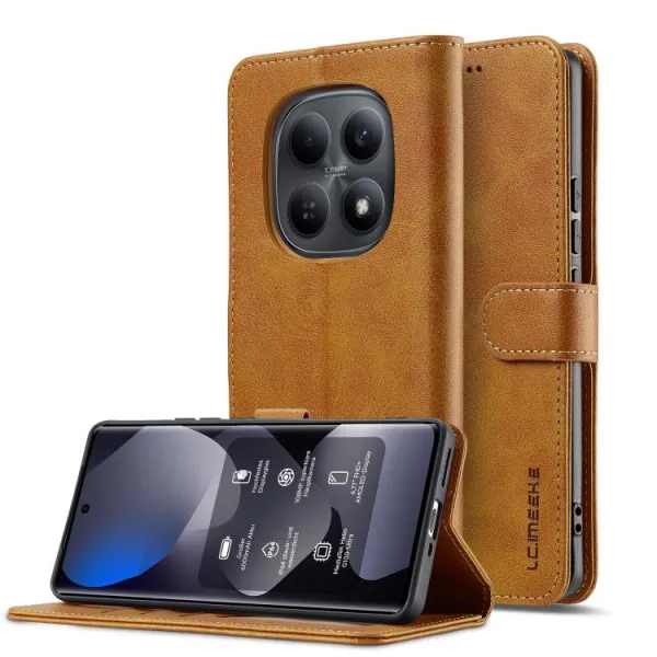 IMEEKE Peňaženkový obal pre Xiaomi Redmi Note 15 / Redmi Note 15 5G / POCO M8 5G svetlohnedý