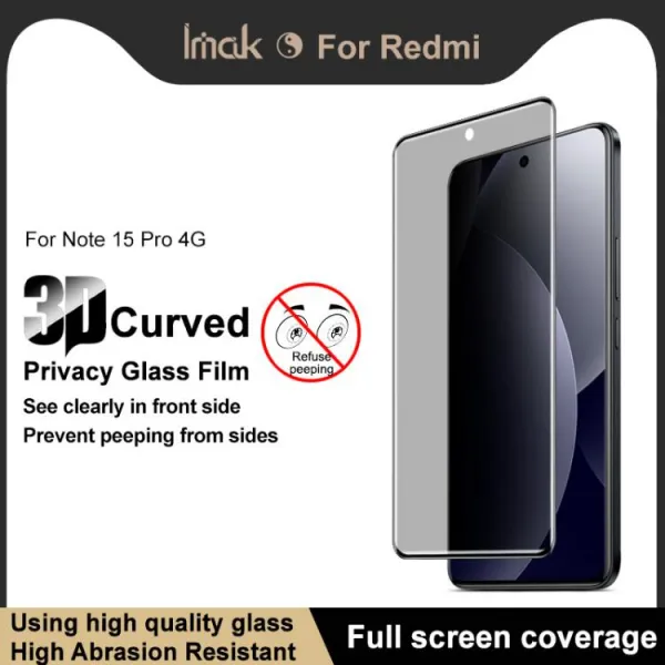 IMAK 3D PRIVACY Tvrdené ochranné sklo pre Xiaomi Redmi Note 15 Pro