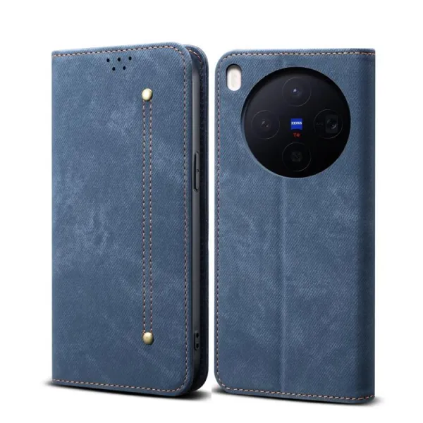 DENIM Peňaženkový kryt pre Vivo X300 modrý