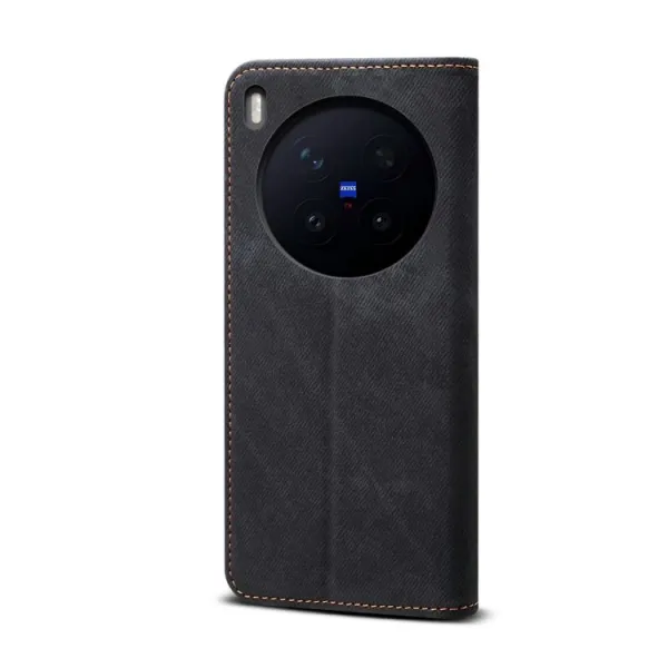 DENIM Peňaženkový kryt pre Vivo X300 Pro čierny