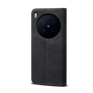 DENIM Peňaženkový kryt pre Vivo X300 Pro čierny