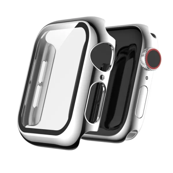 PC FULL COVER Plastový kryt so sklom pre Apple Watch 6 / SE / 5 / 4 (44mm) strieborný