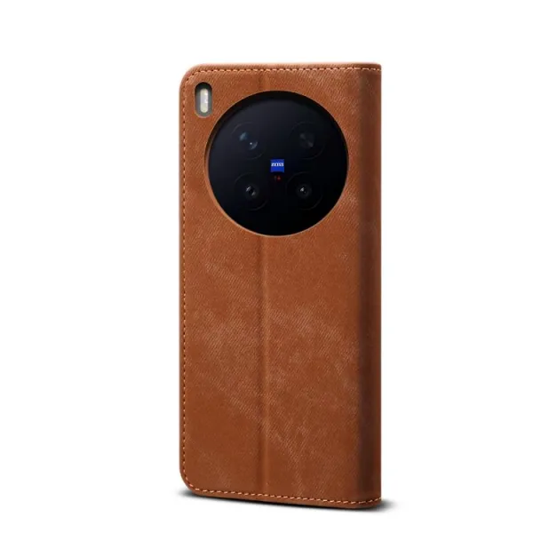 DENIM Peňaženkový kryt pre Vivo X300 Pro hnedý