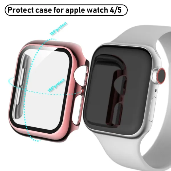 PC FULL COVER Plastový kryt so sklom pre Apple Watch 6 / SE / 5 / 4 (40mm) ružový