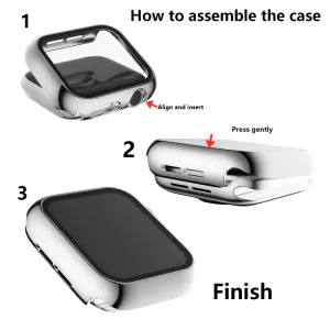 PC FULL COVER Plastový kryt so sklom pre Apple Watch 6 / SE / 5 / 4 (44mm) strieborný