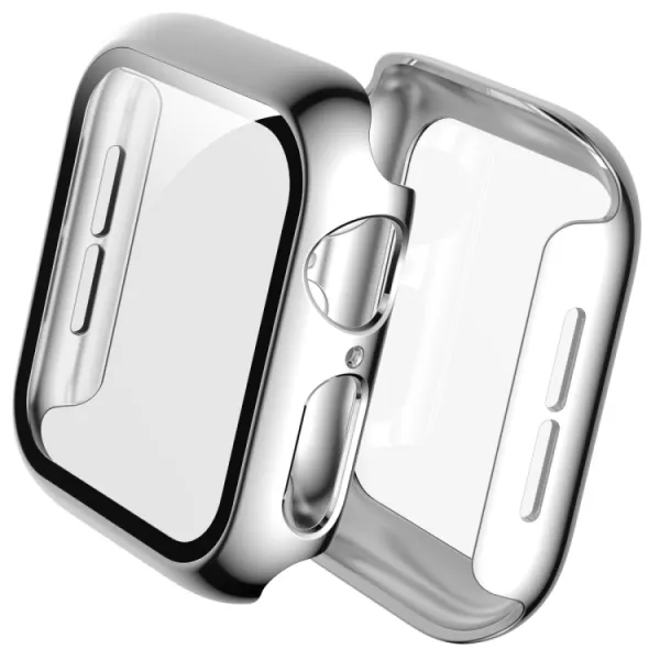 PC FULL COVER Plastový kryt so sklom pre Apple Watch 6 / SE / 5 / 4 (44mm) strieborný