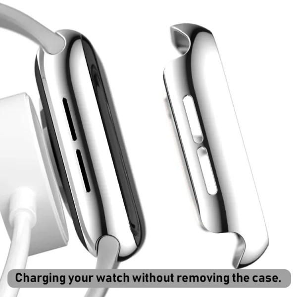 PC FULL COVER Plastový kryt so sklom pre Apple Watch 6 / SE / 5 / 4 (44mm) strieborný