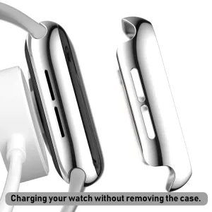 PC FULL COVER Plastový kryt so sklom pre Apple Watch 6 / SE / 5 / 4 (44mm) strieborný