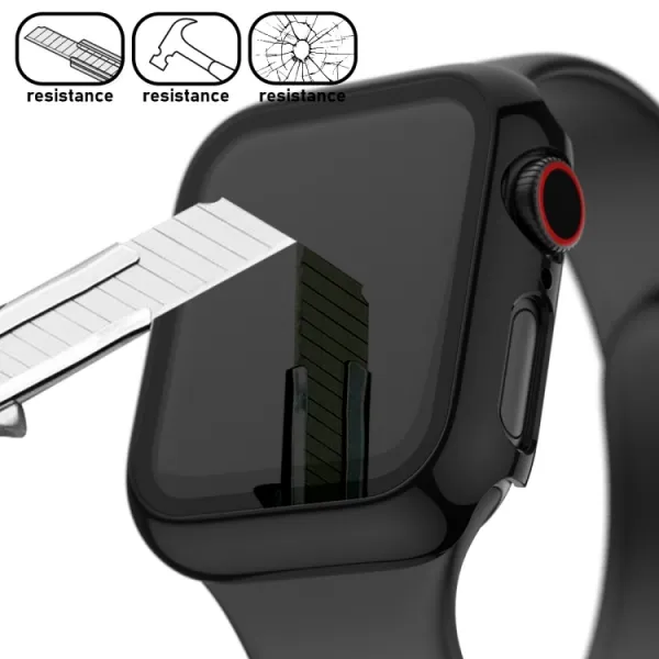 PC FULL COVER Plastový kryt so sklom pre Apple Watch 6 / SE / 5 / 4 (44mm) čierny