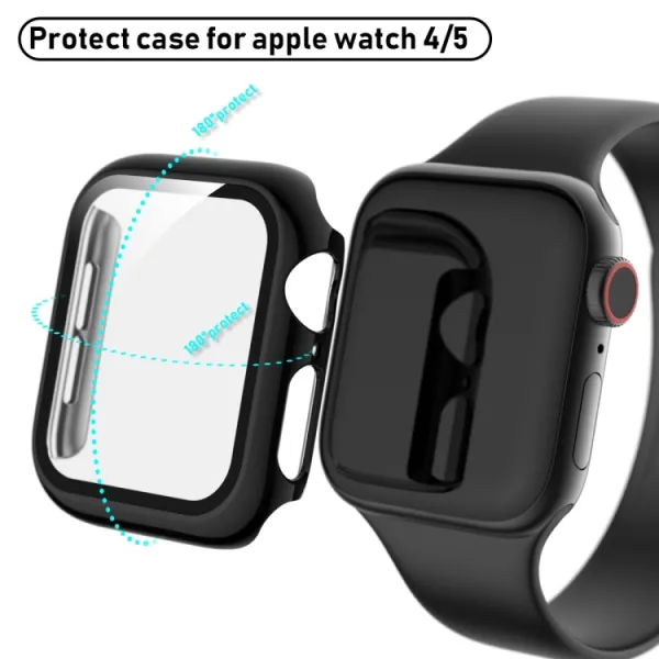 PC FULL COVER Plastový kryt so sklom pre Apple Watch 6 / SE / 5 / 4 (44mm) čierny