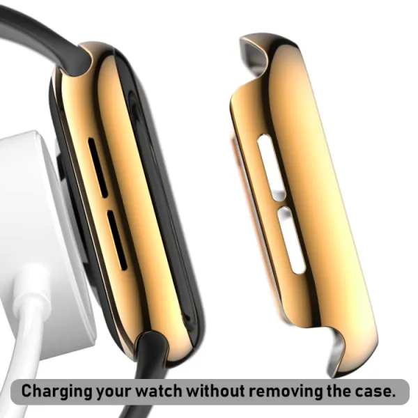 PC FULL COVER Plastový kryt so sklom pre Apple Watch 6 / SE / 5 / 4 (44mm) ružovozlatý