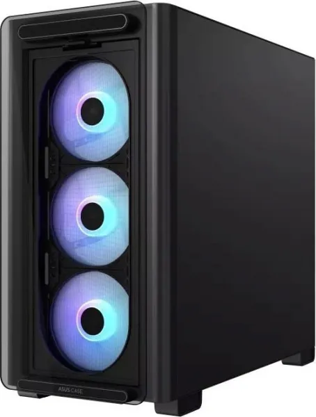 ASUS case A23 PLUS TG ARGB, Mini Tower, průhledná bočnice, 4x120mm ARGB Fan, černá