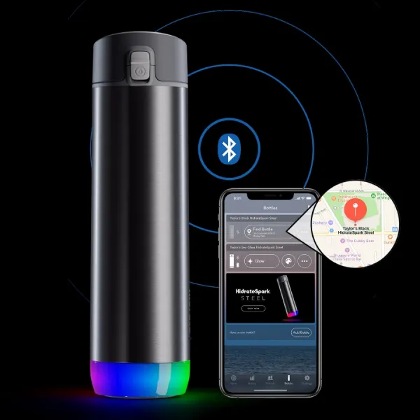 HidrateSpark – nerezová múdra fľaša, 620 ml, Bluetooth tracker, nerezová HI-006-011