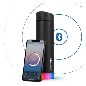 HidrateSpark – nerezová múdra fľaša, 620 ml, Bluetooth tracker, čierna HI-006-012