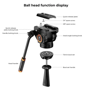K&F Concept K&F 1,8 m video statív priečny stredový stĺpik 8 kg s kvapalinovou hlavou VA18+ VH081 34623