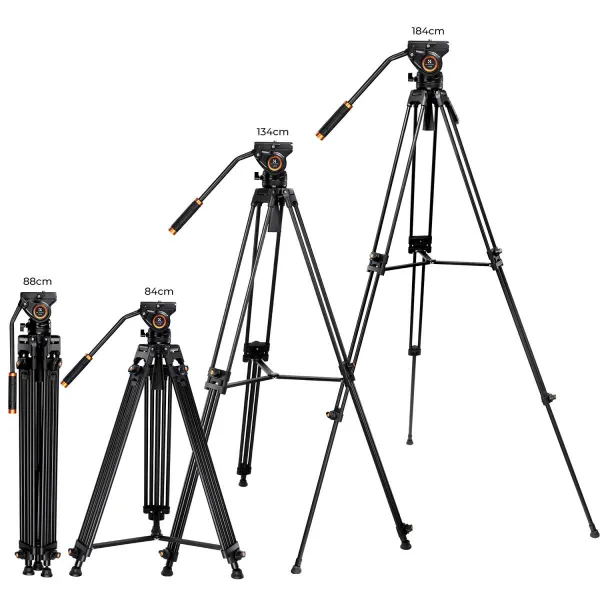 K&F Concept K&F 1,8 m video statív priečny stredový stĺpik 8 kg s kvapalinovou hlavou VA18+ VH081 34623