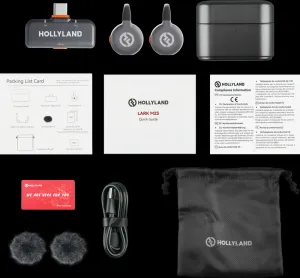 Bezdrôtový klopový mikrofón Hollyland LARK M2S Duo s konektorom USB-C (Duo, vesmírna sivá)