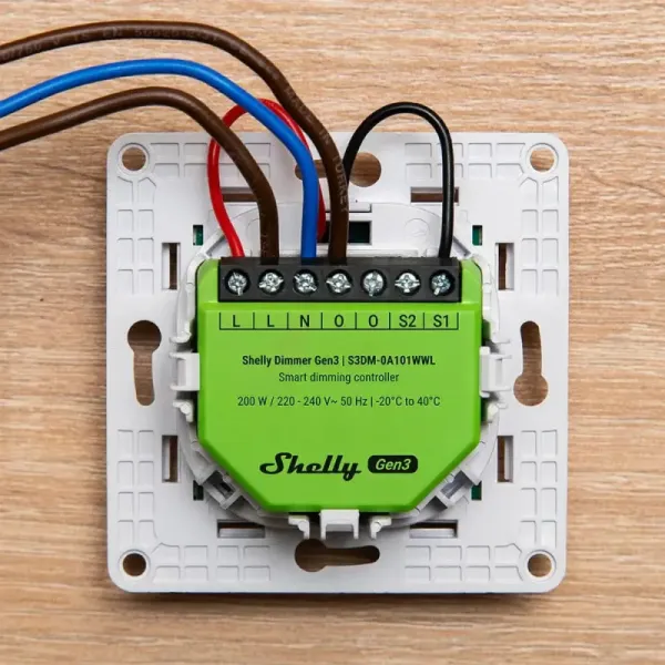 Shelly Dimmer Gen3 - stmievací modul bez potreby neutrálneho vodiča (WiFi) SHELLY-DIMMER-GEN3-1768