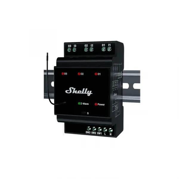 Shelly Wave Pro 3 LR - spínací modul 3x 16A (Z-Wave Long Range) SHELLY-WAVE-PRO-3-2025-1903