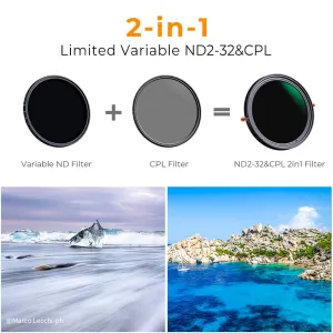 K&F Concept K&F 49mm ND2-32 (1-5 EV) variabilný ND filter a kruhový polarizačný filter CPL 2 v 1 34883