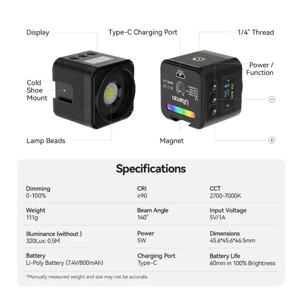 Ulanzi L3 RGB COB výplňové svetlo 41811