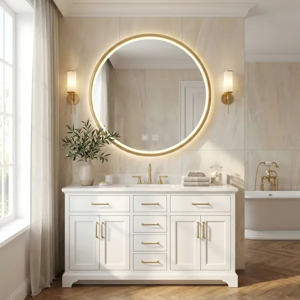 REA - Zrkadlo LED 80cm MMJ BRUSH ROSE GOLD HOM-05509