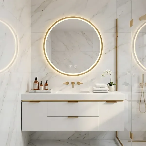 REA - Zrkadlo LED 80cm MMJ BRUSH ROSE GOLD HOM-05509