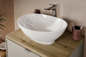 Comad Závesná skrinka Nova Cashmere Lola s doskou a umývadlami 100 cm kašmírová/dub coast evoke