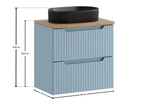 Comad Závesná skrinka Nova Denim s doskou a umývadlom 60 cm modrá/dub coast evoke