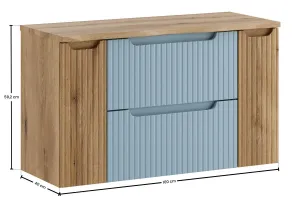 Comad Závesná skrinka pod umývadlo Nova Denim s doskou 100 cm modrá/dub coast evoke