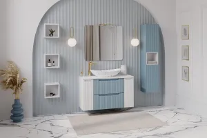 Comad Závesná skrinka pod umývadlo Nova Denim s doskou 100 cm modrá/dub coast evoke