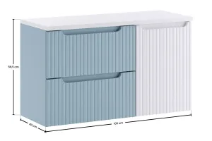 Comad Závesná skrinka pod umývadlo Nova Denim s doskou a košom na bielizeň 100 cm modrá/biela