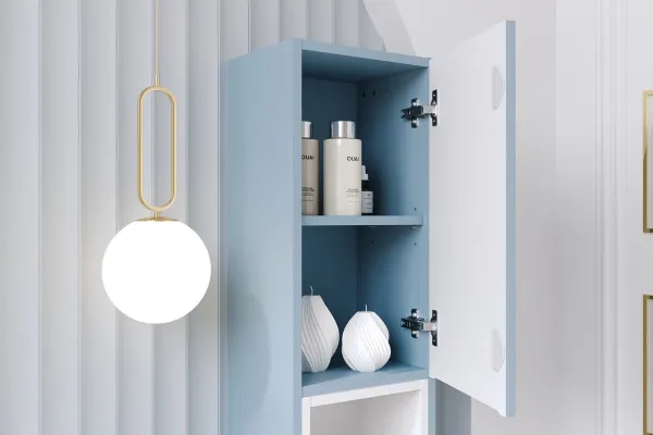 Comad Závesná vysoká kúpeľňová skrinka Nova Denim 80-30-2D modrá