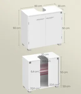 SONGMICS Skrinka pod umývadlo Vasagle Bruser 60 cm biela