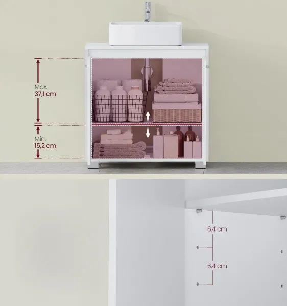 SONGMICS Skrinka pod umývadlo Vasagle Bruser 60 cm biela