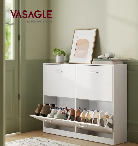 SONGMICS Výklopný botník Vasagle Klein 105,5 cm biely