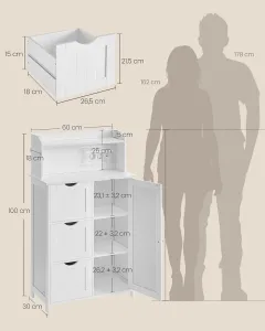 SONGMICS Kúpeľňová skrinka Vasagle Toly 100 cm s nabíjacou stanicou biela