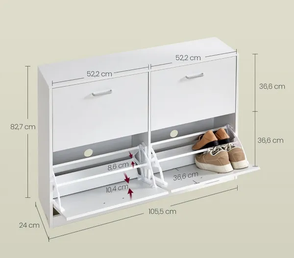 SONGMICS Výklopný botník Vasagle Klein 105,5 cm biely