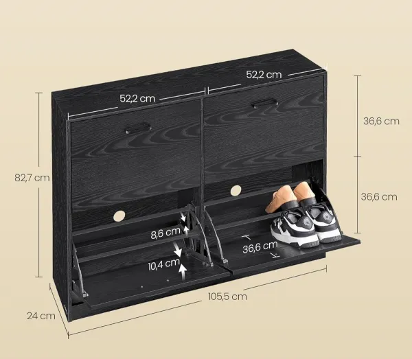 SONGMICS Výklopný topánkovník Vasagle Klein 105,5 cm čierny