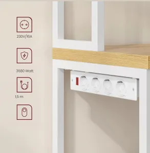 SONGMICS Kuchynský regál Vasagle Nori 60 cm so zásuvkou biely/hnedý