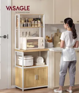 SONGMICS Kuchynský regál Vasagle Nori 60 cm so zásuvkou biely/hnedý