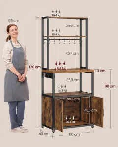 SONGMICS Kuchynský regál Vasagle Nori 60 cm so zásuvkou čierny/hnedý