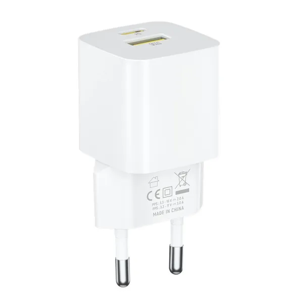 MG WWCEAC GaN sieťová nabíjačka USB / USB-C 33W, biela