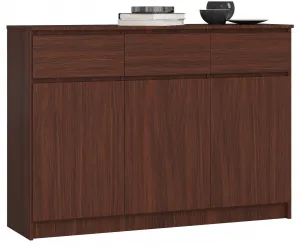 Ak furniture Komoda Karolína 140 cm 3 skrinky a 3 zásuvky wenge