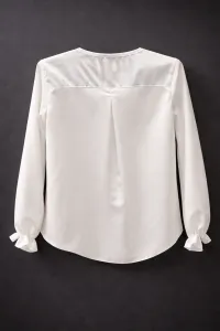 Fashionkids Dievčenská elegantná blúzka s viazaním – biela Farba: Biela, Veľkosť: 134