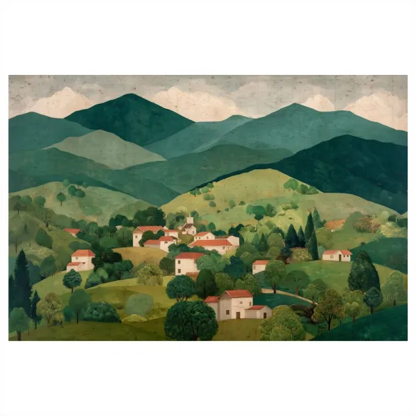 Obraz vidiecka krajina v údolí