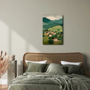Obraz horská panoráma s dedinou